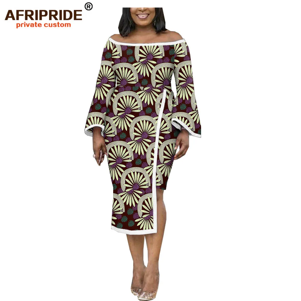 Африканские платья для женщин AFRIPRIDE customizedn ankara принт с расклешенными рукавами до середины икры Длина женское восковое платье карандаш A1925028 - Цвет: 268X