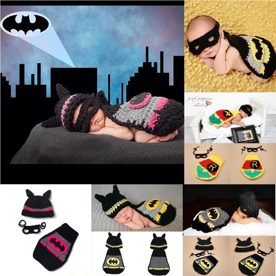 newborn baby photo props handmade costume cotton yarn clothes infant hat cloak mask Hot Sale Crochet boys girls outfit | Детская одежда