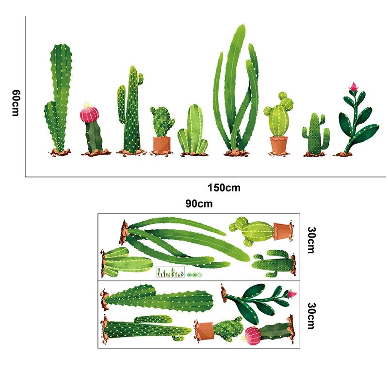 

Living room nature plant wall sticker cactus removable home decor furniture wall decal vinyl bedroom wall art