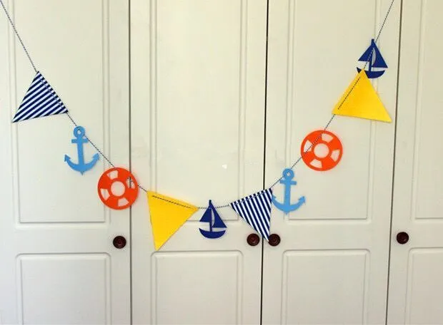 Темно синий якорь матроска Нетканая ткань баннер гирлянда бандаж для стикеры