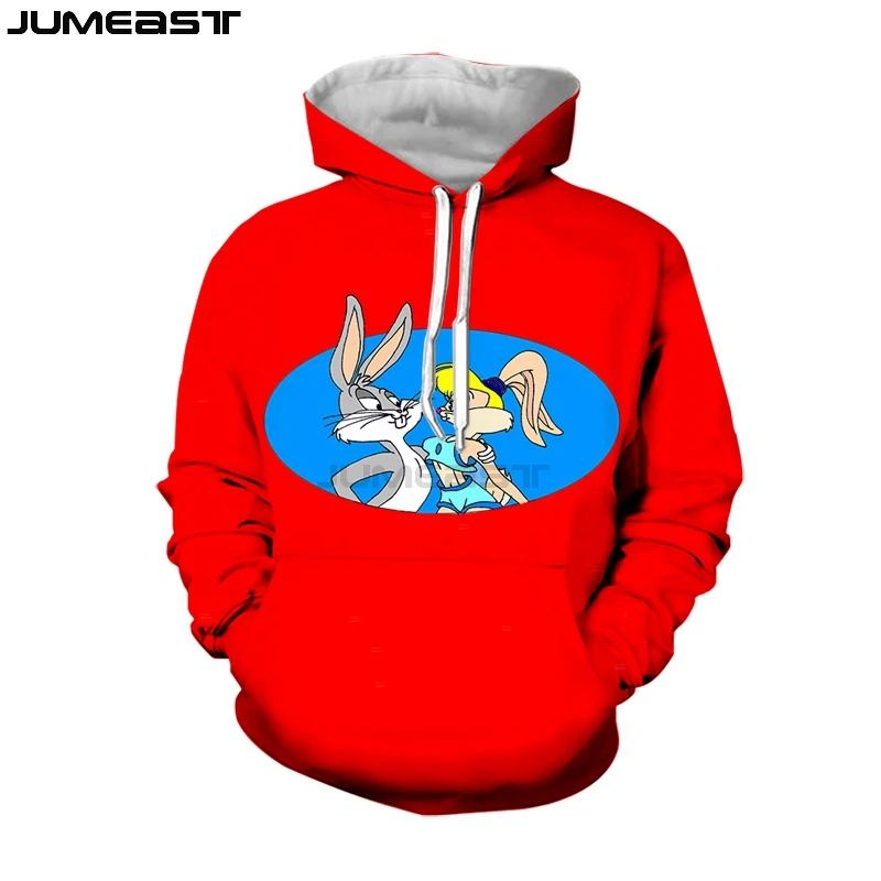 Бренд Jumeast, Мужская/Женская толстовка с 3D принтом, мультфильм, аниме, Багз Банни, длинный рукав, модная кепка, толстовка, спортивный пуловер, толстовки