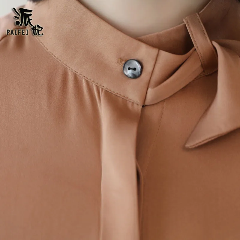 

Real Silk Shirts Womens Tops and Blouses Long Sleeve Blouse Spring Summer Korean Fashion Clothing Blusas 2020 WW015