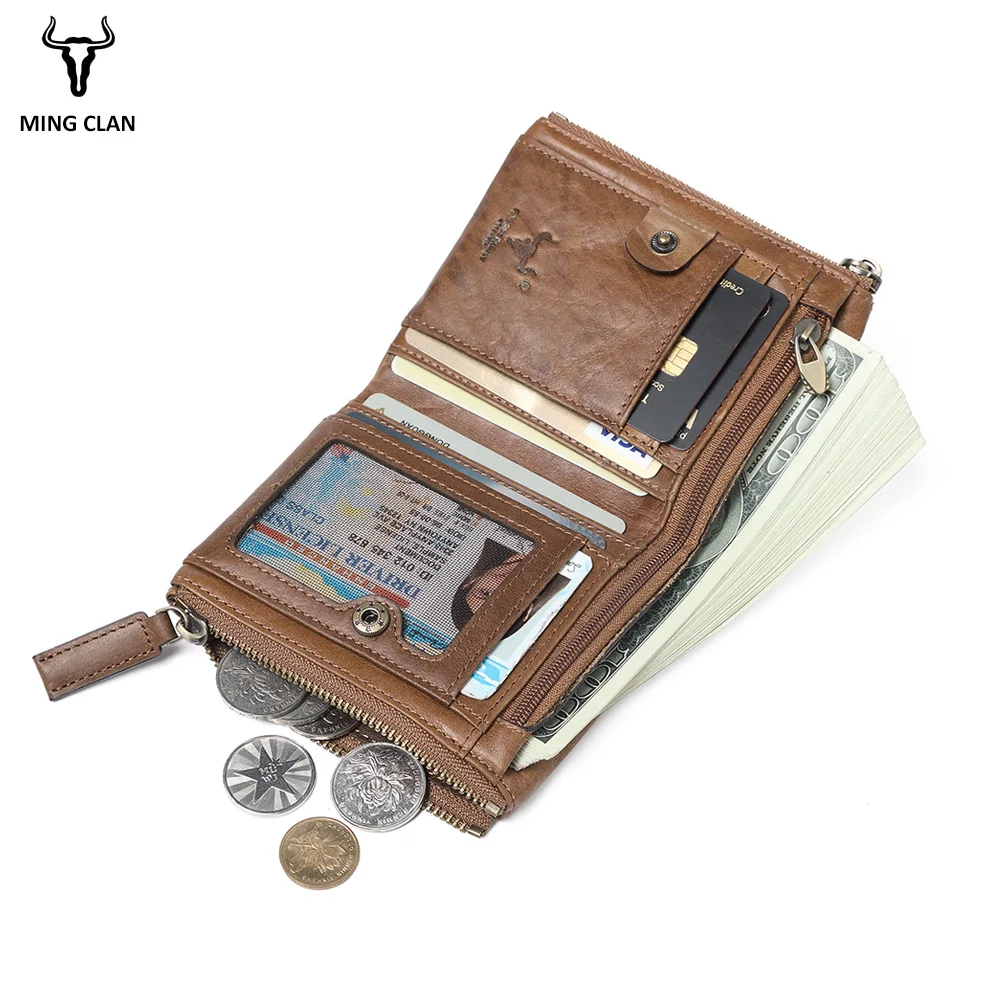 Mingclan из натуральной кожи Для мужчин кошельки Короткие портмоне Бизнес держатель