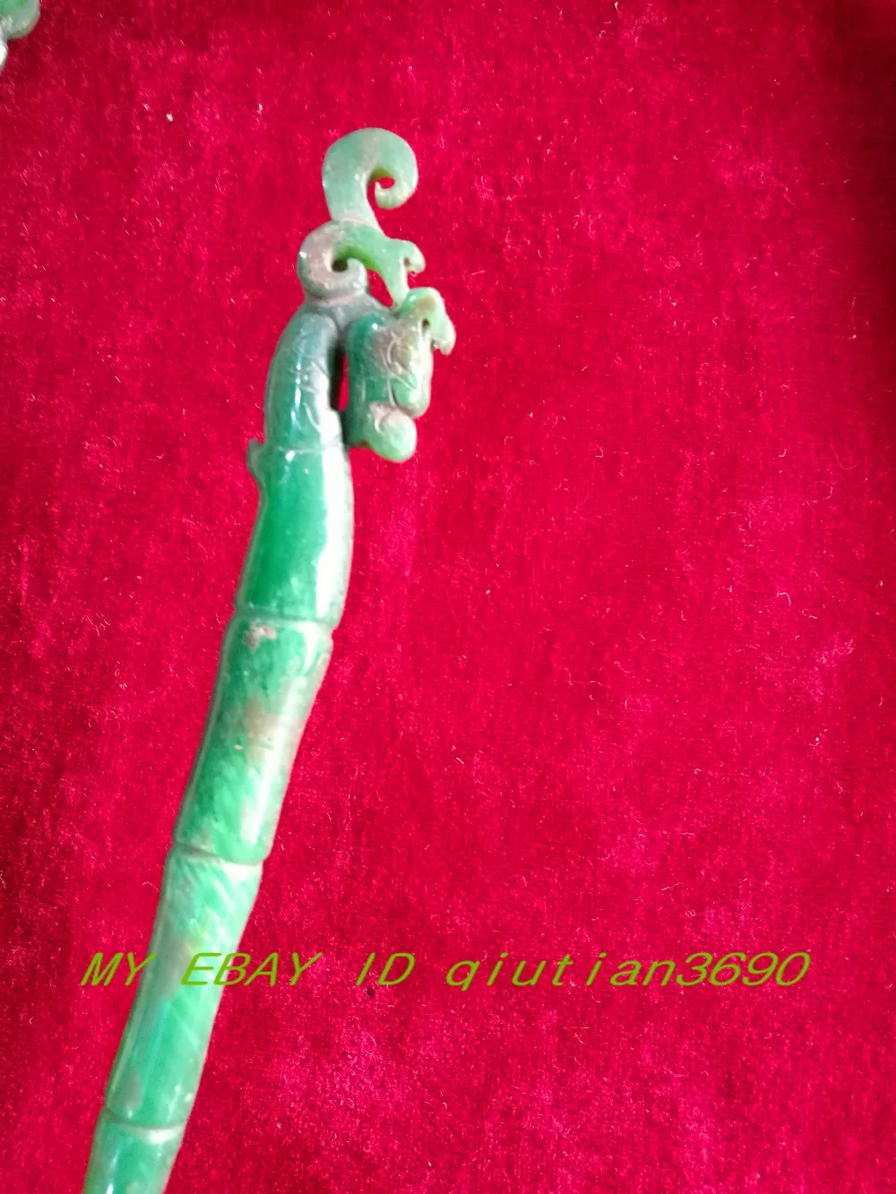 

Antique style CHINESE FOLK ART old A pair of dragon and phoenix Jade Hairpin