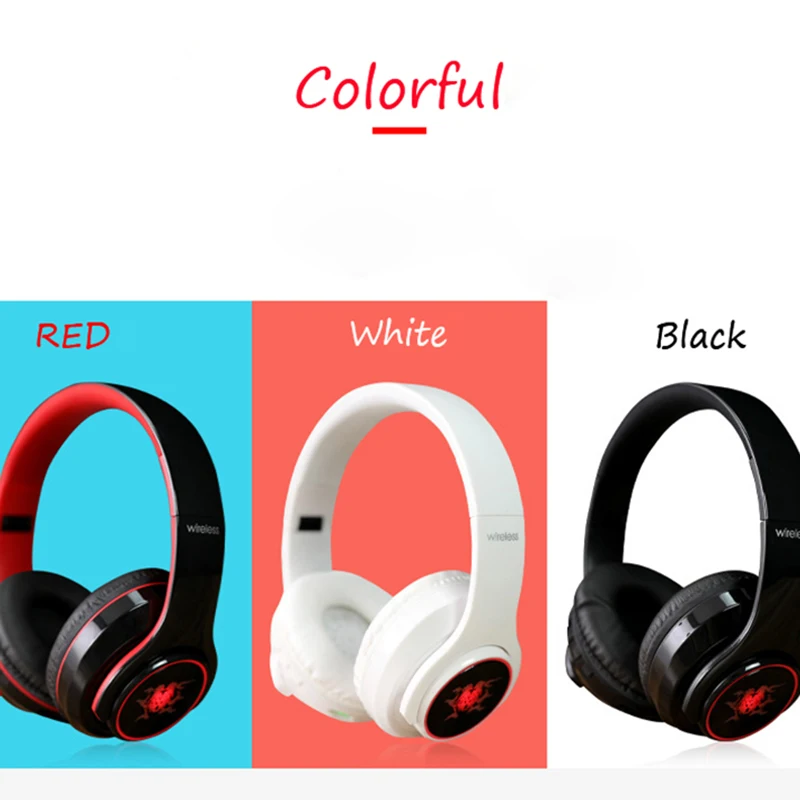 Наушники bluetooth 4,1, Беспроводные Hi-Fi семицветные, светодиодный, над ухом, гарнитура, водонепроницаемые, с микрофоном, наушники, гарнитура auricolari