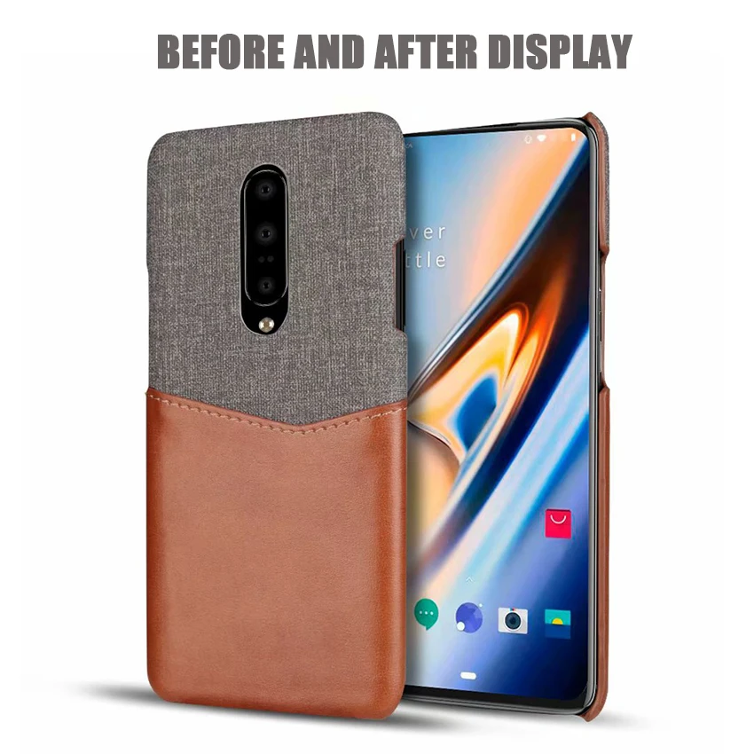 Luxury Cloth Skin PU Leather Phone Case Soft Fabric Thin Light Card Slots Holder Wallet Back Cover for Oneplus 7 Pro 6.41&quot 6.67&quot |