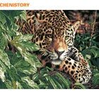 Настенные картины CHENISTORY с животными, живопись по номерам, ручная роспись на холсте, абстрактная живопись маслом, домашний декор, леопард 40*50 см
