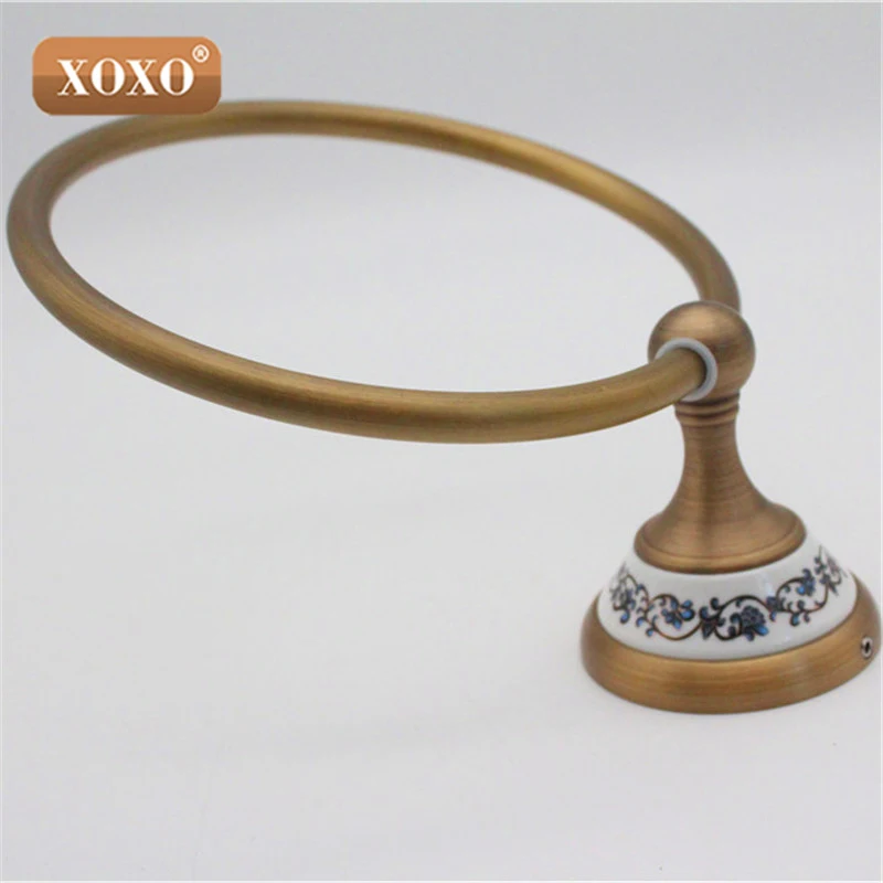XOXO качество настенное крепление кольцо для полотенец/держатель для полотенец, твердая конструкция из латуни, Античная бронзовая отделка, аксессуары для ванной комнаты 11080BT