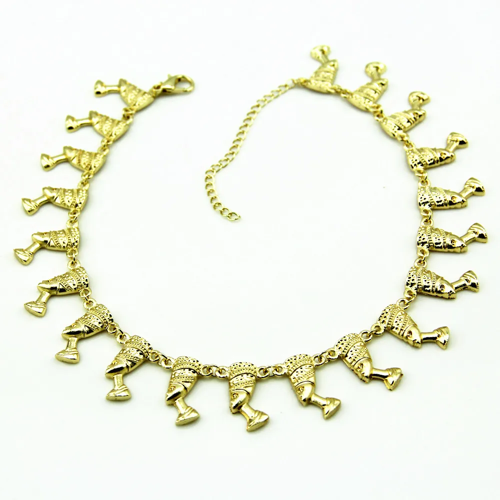 Модное ожерелье чокер золотого цвета с изображением египетской королевы