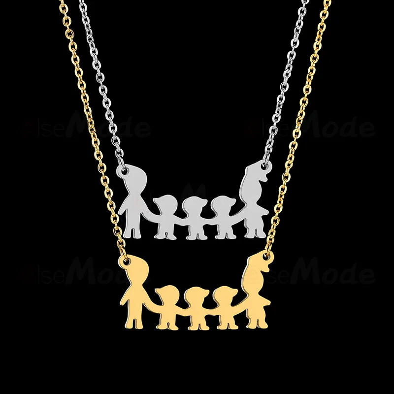ELSEMODE модные аксессуары ожерелье для папы мамы три сына простое из нержавеющей