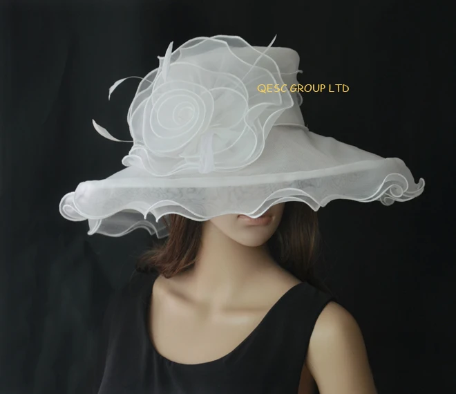 Новая шляпа sinamay из органзы с цветами и перьями для