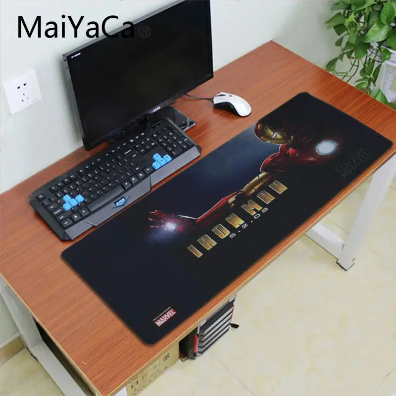 Lock Edge 30x60cm Maiyaca Железный человек противоскользящие прочные резиновые компьютерные коврики настольная клавиатура Коврик для мыши 700x300 мм геймер большой Офисный Компьютерный стол коврик - Цвет: Lock Edge 30x60cm
