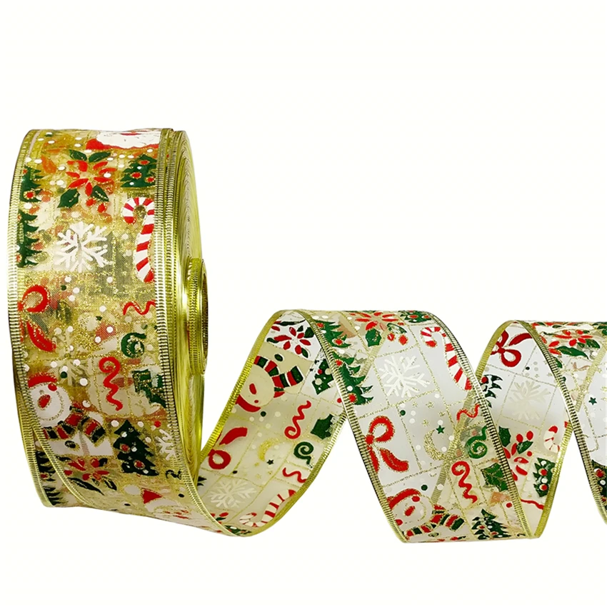 20 ярдов Рождество Санта Клаус Снеговик полоса блестящая Проводная лента торты