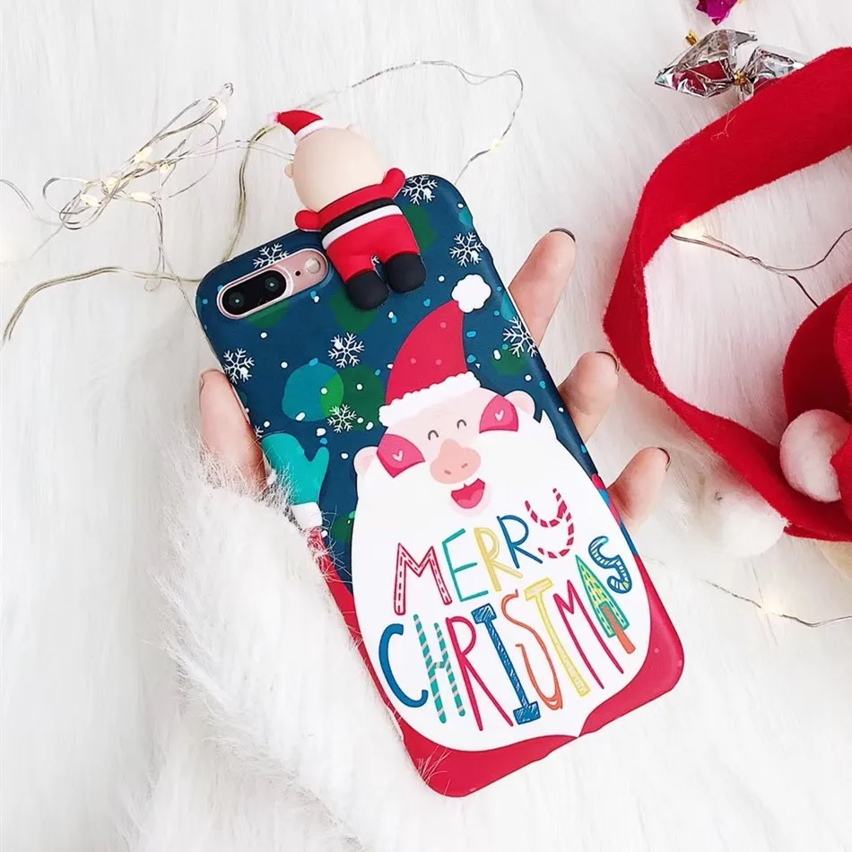 QJW 3D игрушка чехол для телефона с рождественским рисунком iPhone XS XR Max X 8 7 6 S Plus