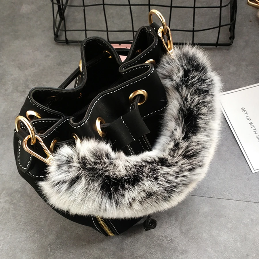 Luxury Rabbit Hair Bag Strap Women Color Plush Belts Female Handbag Casual Accessories Purse Detachable Brand Straps | Багаж и сумки