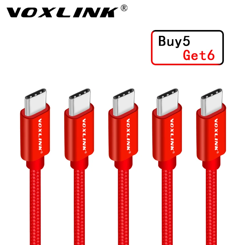 

VOXLINK USB Cable TypeC Nylon Braided Fast Charge Cable For SamsungS10 S9 S8 Galaxy For HTC10 Macbook Xiaomi Mi8 A1Charging Cord