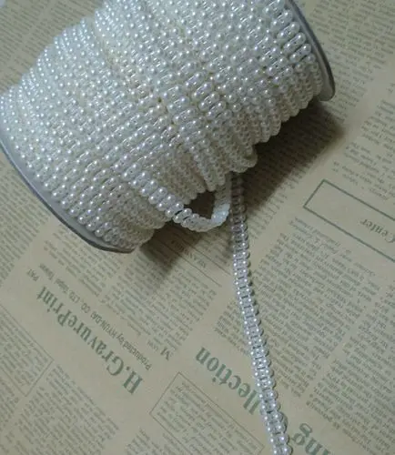 

25m/roll Dia white 8mm Double row round Bead string Wedding Garland String DIY Jewelry Clothes Material 003005007