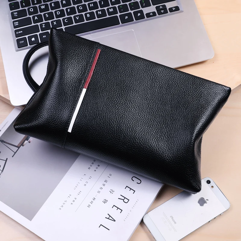 

Wmnuo 2020 New Fashion Clutches Men Hand Bag Genuine Leather Soft Cowhide Male Wallet Clutch Designer Phone Bag High Quality