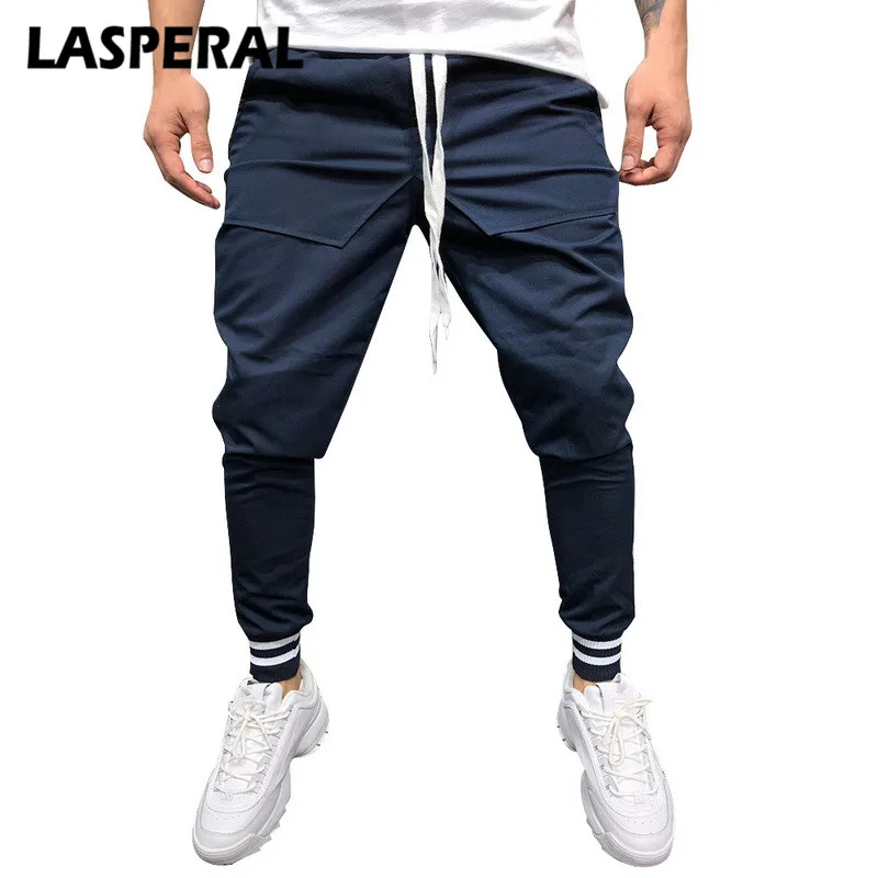 LASPERAL мужские обтягивающие штаны осенние однотонные Лоскутные для бега фитнес