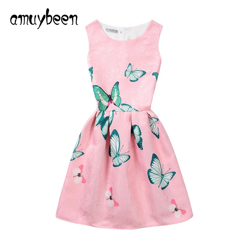Girls Clothing Floral Print Pattern Dress Princess Rose Party Flower Summer 2017 Children Clothes Wedding 10 12 13 | Детская одежда и