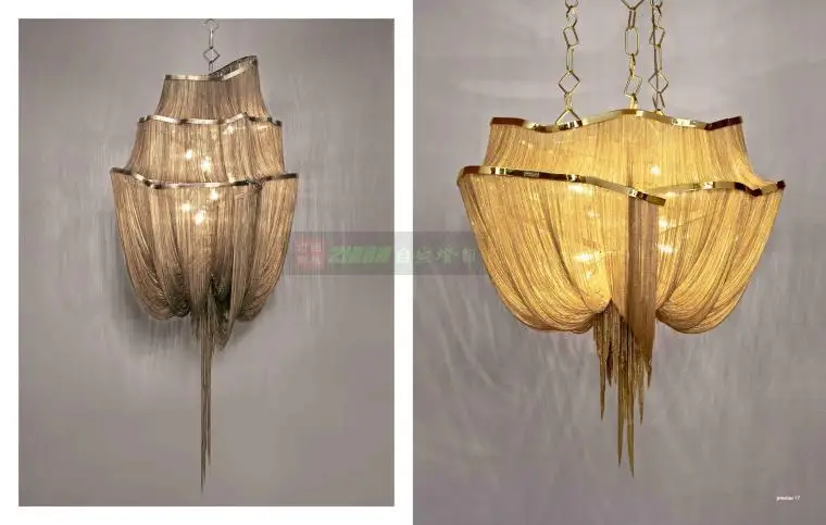 

OPKMB tassel aluminum chain chandelier Italy tassel project drop lighting Italy Type Modern Chandelier Lighting
