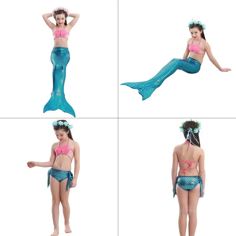 3 шт. новые детские хвосты русалки косплей костюмы для девочек хвост Русалка