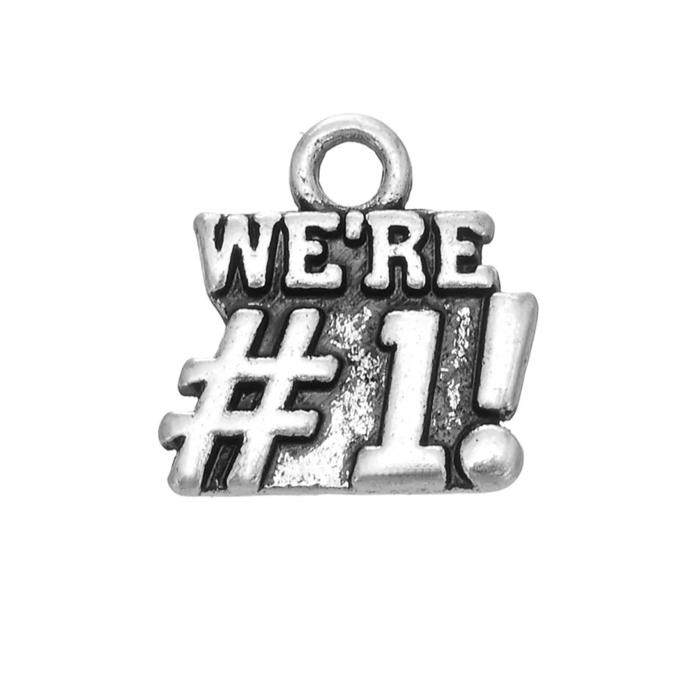 

WE'RE #1! antique silver plated metal jewelry charms