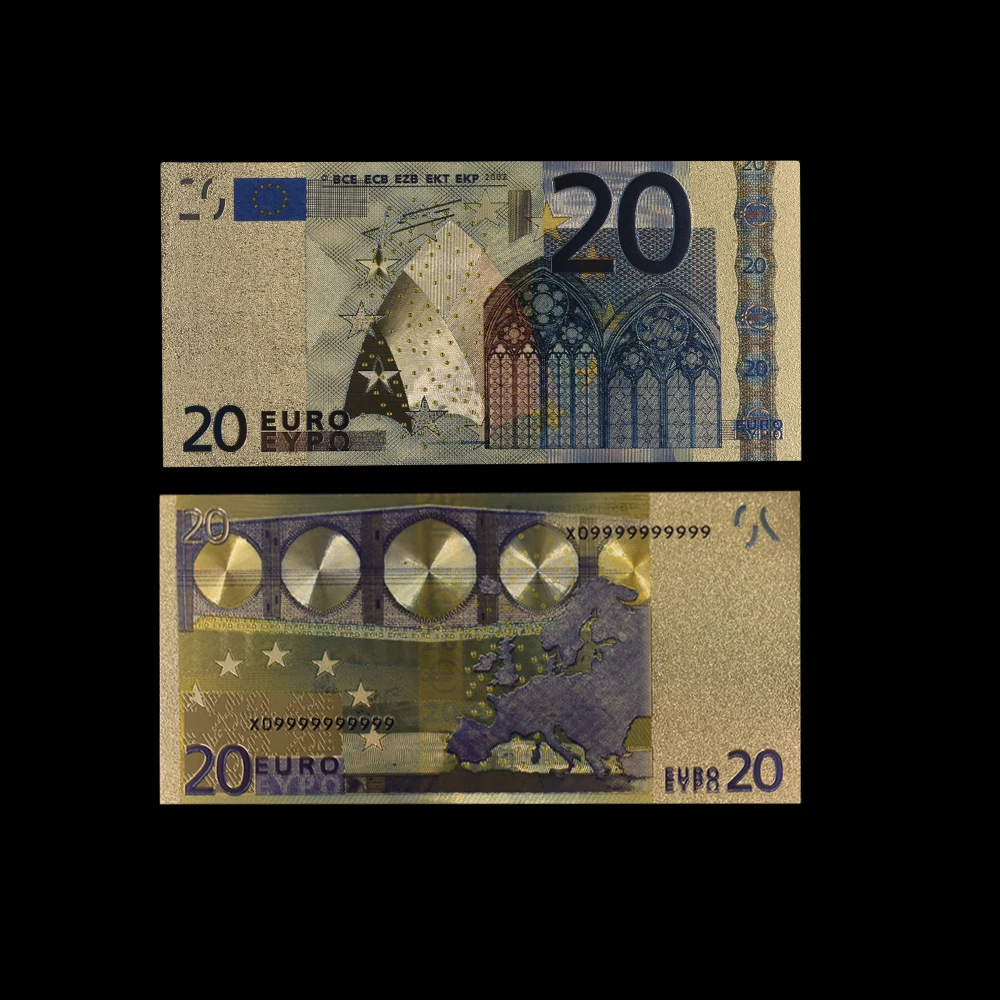 10 шт. прекрасный подарок 20 EUR золотых банкнот в центре сообщений течение 24K Gold