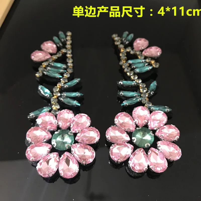 Вышитая аппликация в виде цветка с блестками нашивки кристаллами и бусинами для