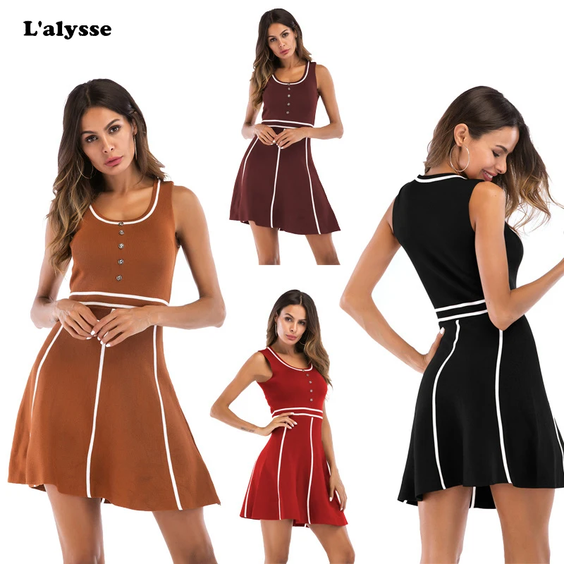 LALYSSE Новое модное женское платье Летнее милое красивое на бретелях Спортивное