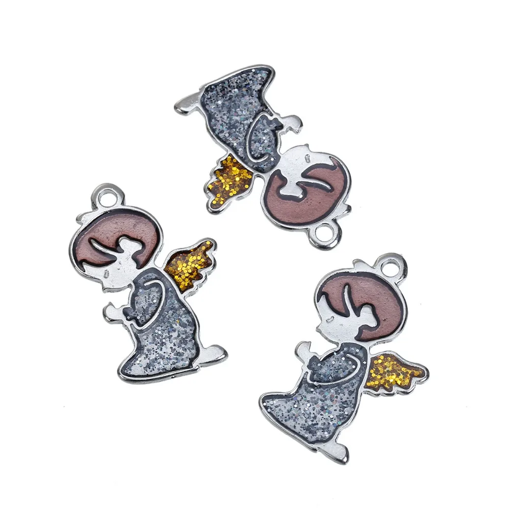 DoreenBeads подвески из сплава цинка ангельские Серебристые эмалевые блестки 32 мм (1 2/8