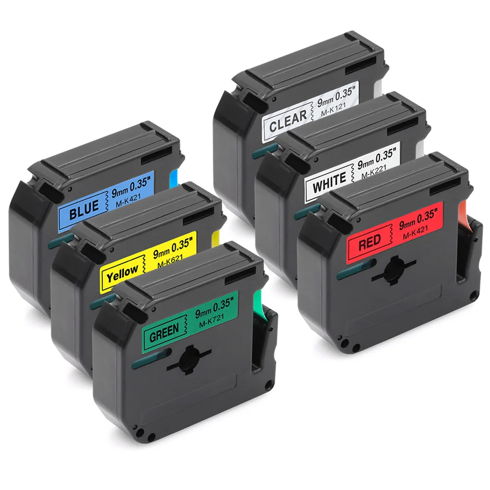 Unistar 6 шт. совместимый Brother P-touch TZ лента 9 мм комбинированный набор M-K121 M-K221 M-K421 M-K521