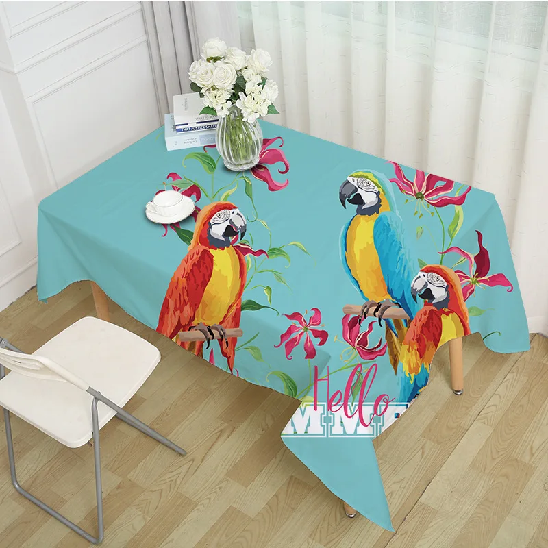 

Decorative Table Cloth Rectangular Party Banquet Outdoor Tablecloth Home Decor Table Cover Parrot Ins Fashion Pattern MZ0010