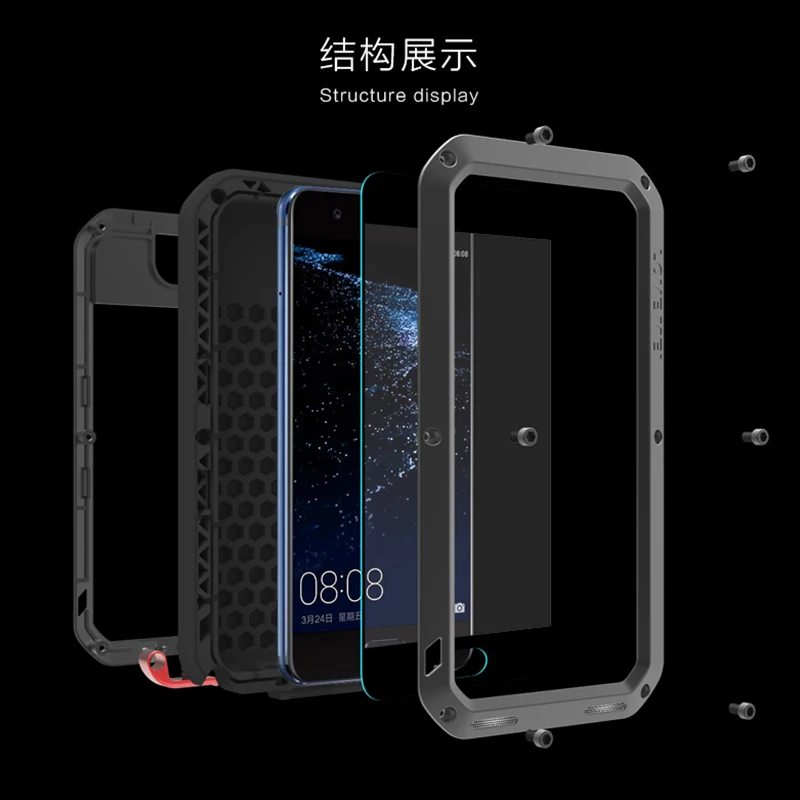 Металлический Чехол Love Mei для Huawei P10 Plus противоударный чехол телефона прочный с