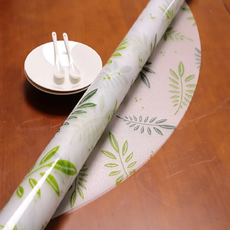 Сделанная на заказ ПВХ круглая скатерть цветные листья мягкое стекло круглый