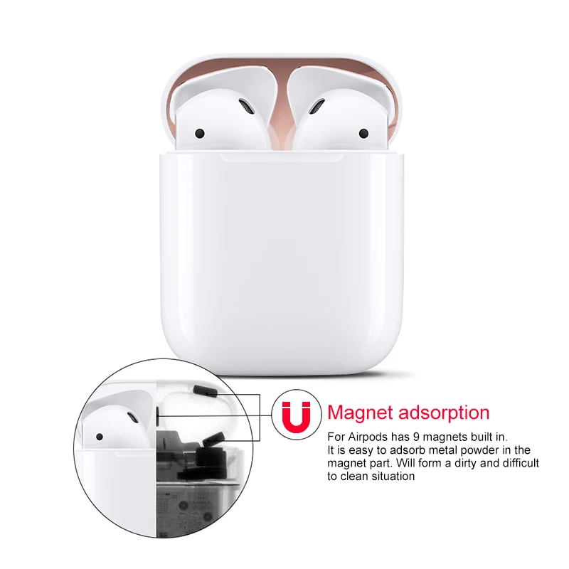 Лидер продаж металлический пылезащитный стикер для Apple AirPods чехол