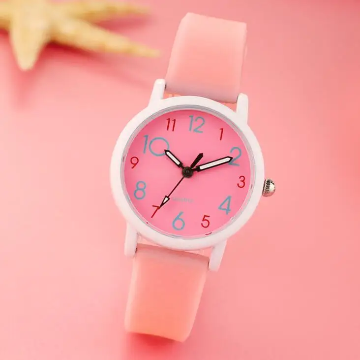 Pink Модные часы, трендовые светящиеся часы для детей, девочек, студентов, обычные водонепроницаемые тонкие часы, женские электронные часы, кварцевые часы - Цвет: Pink
