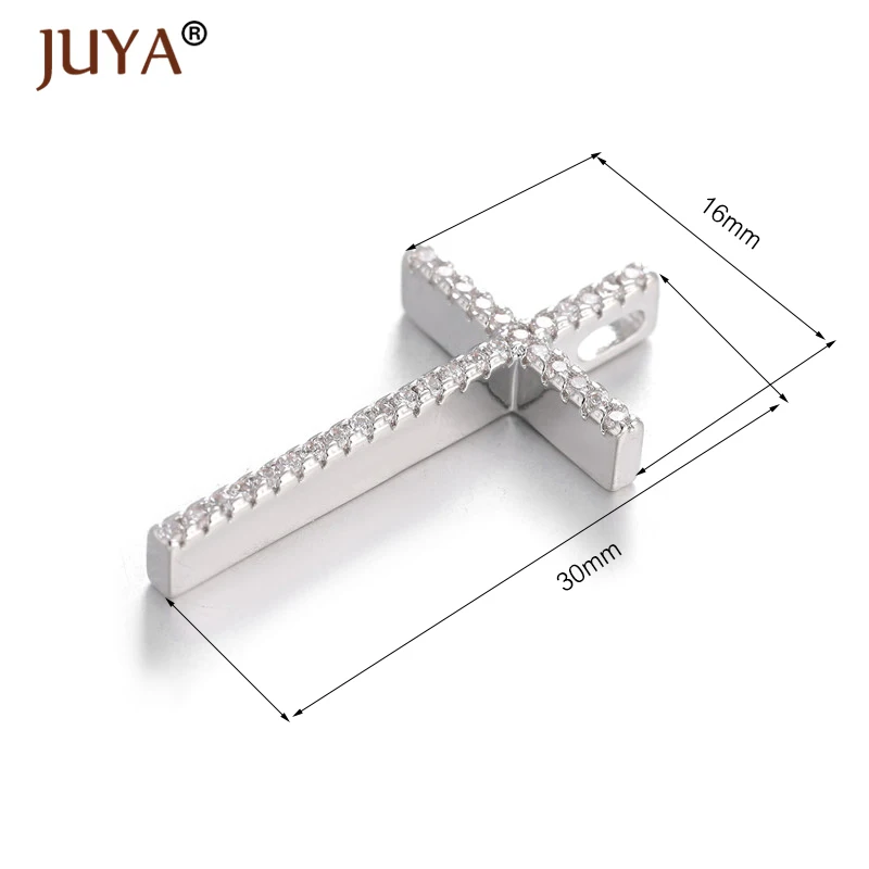 30mm*16mm Cubic Zirconia Rhinestone Cross Pendants For Making Jewelry Necklace Components Gold Rose 10 Pcs Wholesale | Украшения и