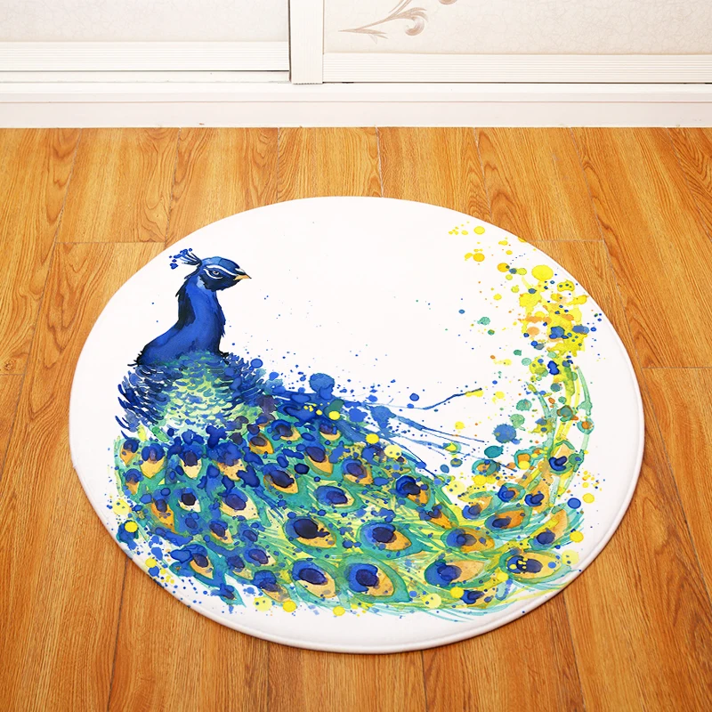 Круглый ковер с павлином детский игровой тент коврик для зала спальня журнальный