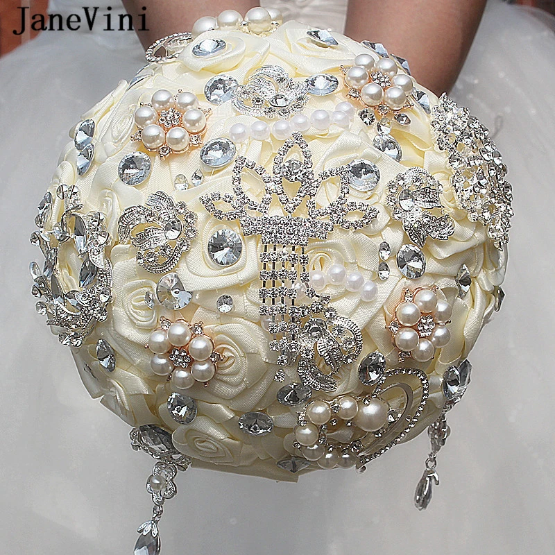 JaneVini 2019 цвета слоновой кости свадебный цветок Роскошный горный хрусталь жемчуг