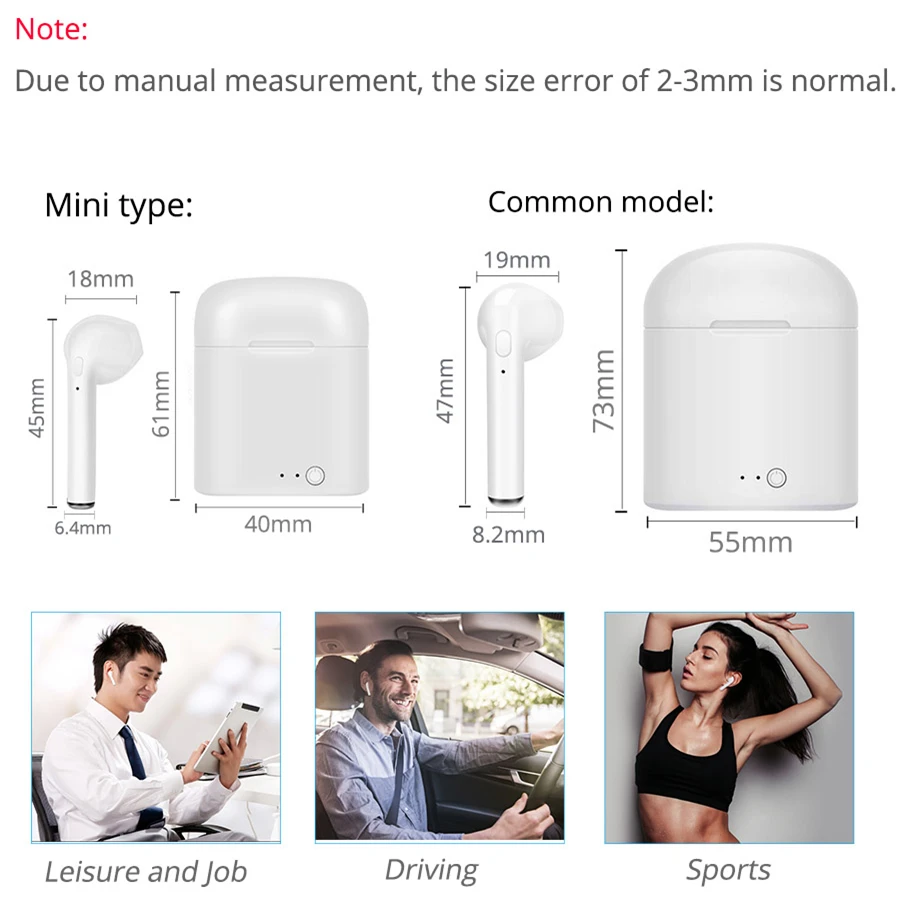 I7s TWS Bluetooth Earphone Stereo Earbud Headset + Charging Pod Wireless Headsets for iphone xiaomi umidigi blackview | Электроника