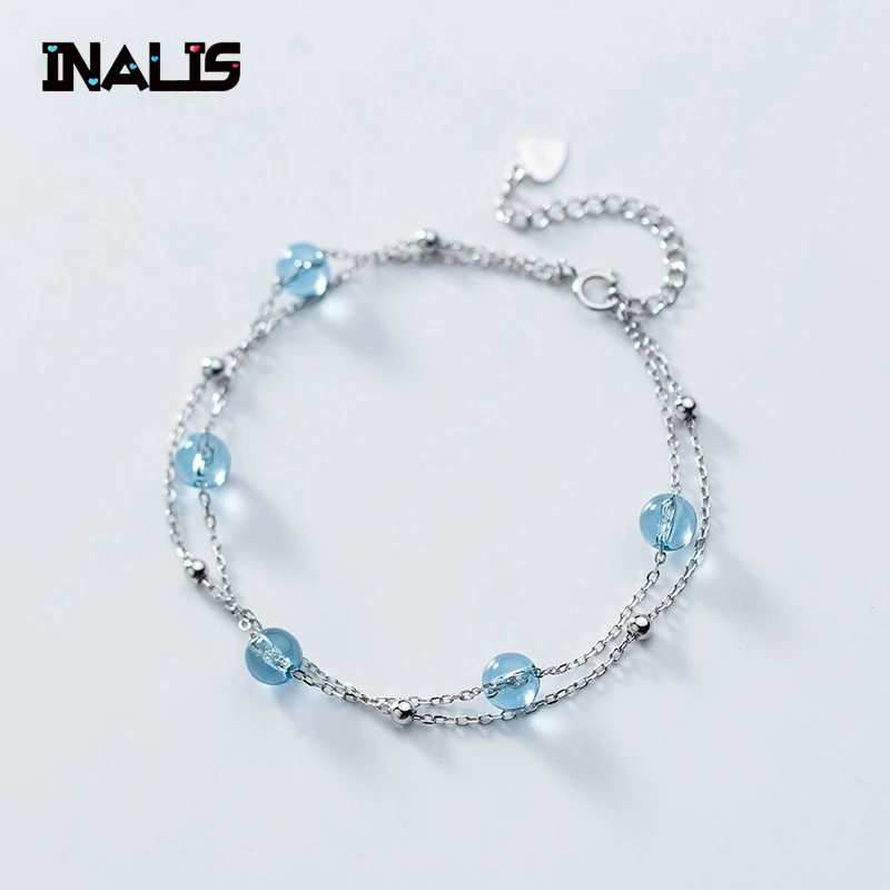 INALIS Новый S925 серебро pulseira простой Регулируемый ювелирных изделий двойной цепи с