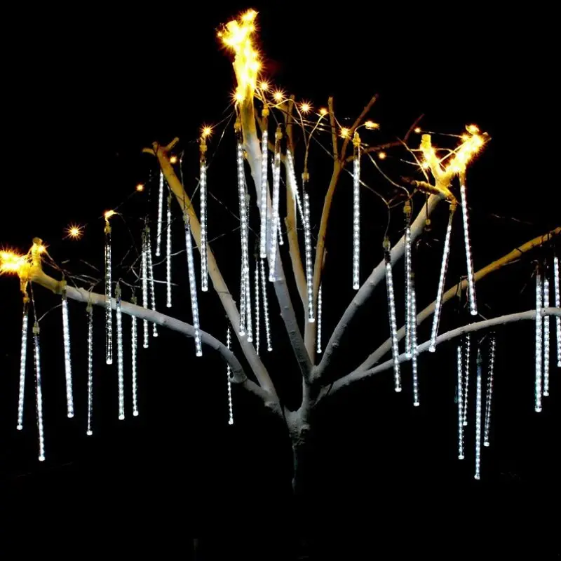 LED Метеоритный дождь Дождь Огни 30/50 см 8 труб сосулька снег Праздник Свадьба сад