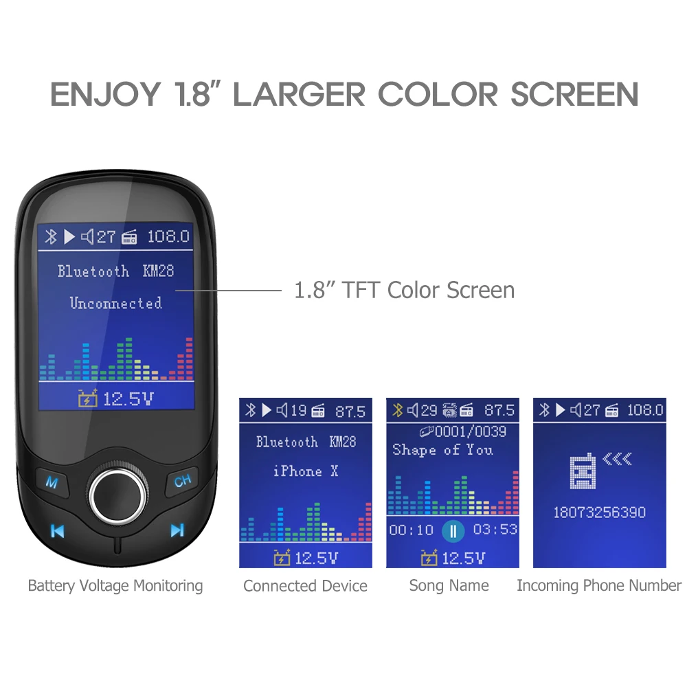 Nulaxy fm-передатчик Автомобильный MP3-плеер 3 USB Беспроводной Bluetooth Handsfree car Kit 1 8