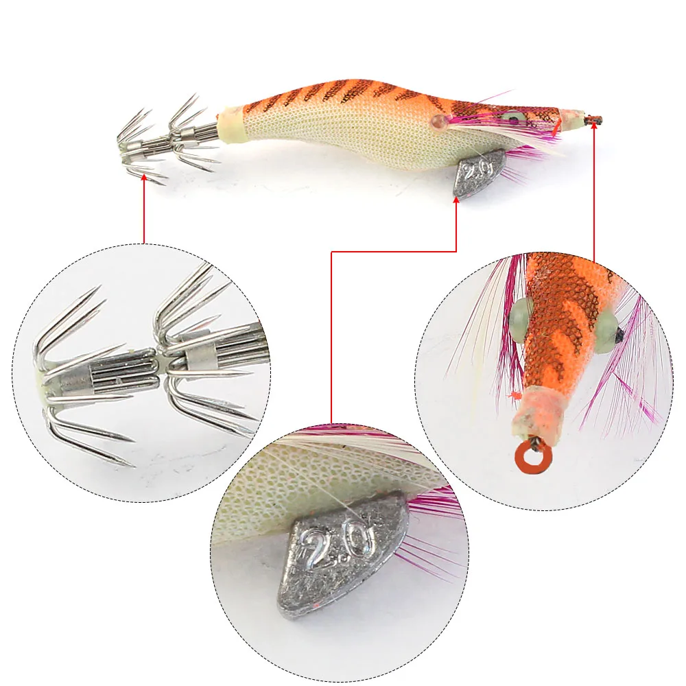 1pcs Saltwater Fishing Lure Shrimp Bait Squid Jig Tackle Hook 8CM/7.4G-2# hook | Спорт и развлечения