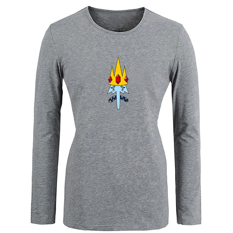 Женская футболка с принтом Adventure Time Finn The Ice King Flame Princess BMO Bonnibel Bubblegum черно белая