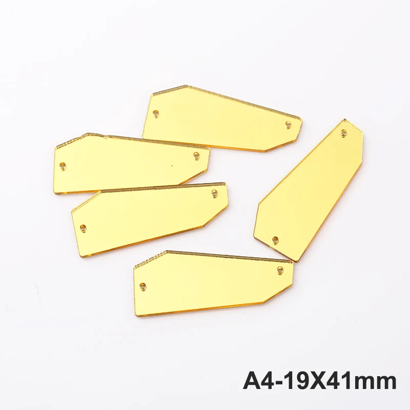 A4-19X41mm RESEN светло-Золотое Смешанное пластиковое плоское зеркало акриловые стразы с отверстиями пришить Камень для украшения клубного платья 30 шт - Цвет: A4-19X41mm