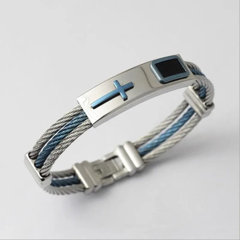 Мужской браслет 3 ряда Проволочная цепь из нержавеющей стали мужские