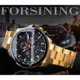 Forsining 2019 Classic Black Golden Clock Male Steampunk Sport Series Complete Calendar Men's Automatic Watches Top Brand Luxury Other Image