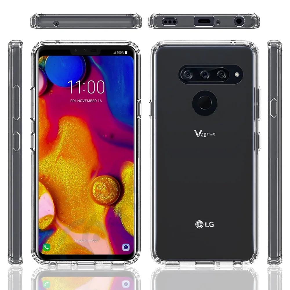Прозрачный Акриловый чехол для телефона для LG V40 чехол противоударный Бампер Защитный чехол-гибрид из ТПУ Жесткий прозрачный чехол для LG V30/V40 ThinQ задняя крышка